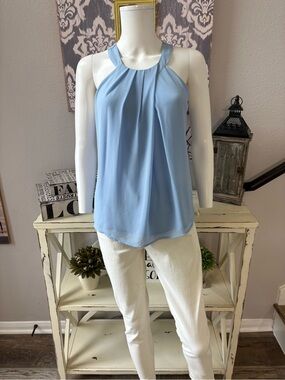 Naked Zebra Light Blue Halter Blouse — Size S